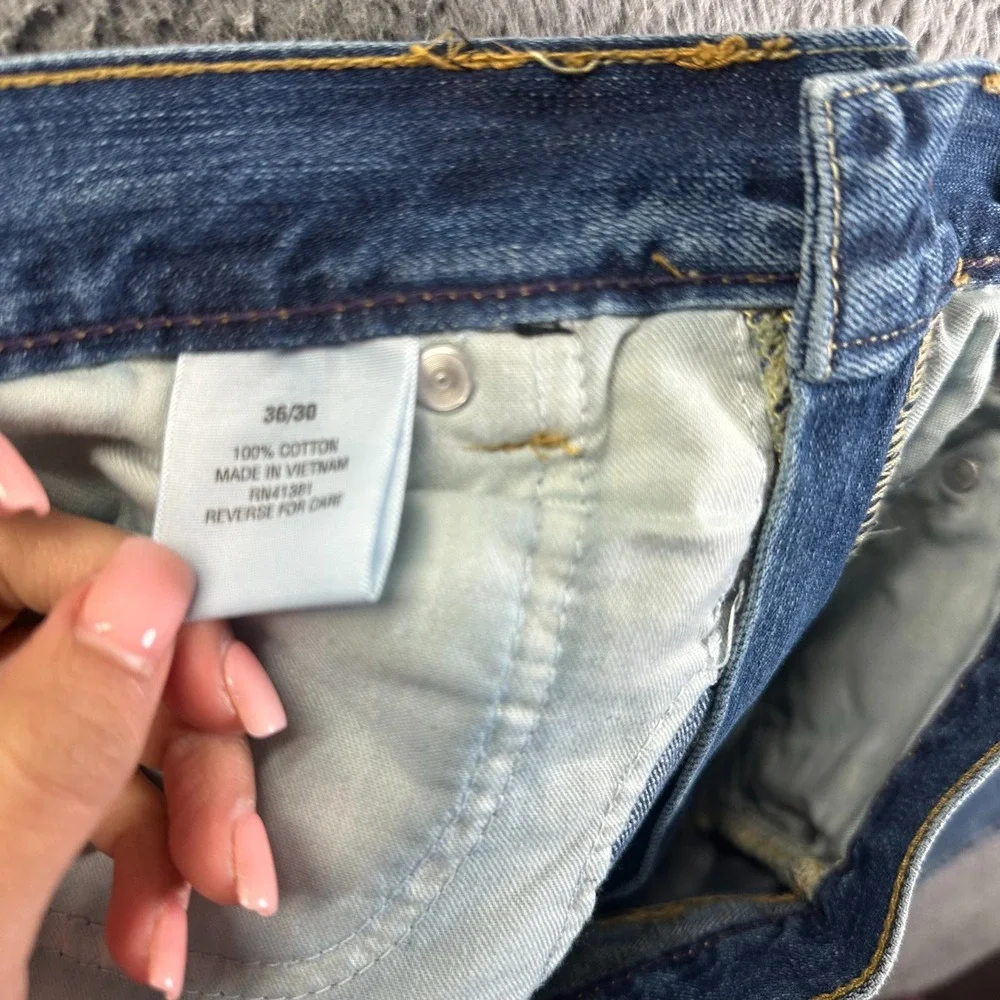 VTG Polo Ralph Lauren Jeans Men 36x30‎ Blue Denim Straight Baggy Workwear Faded